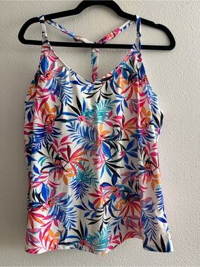 Island Escape Tropical Print Strappy Swim Top